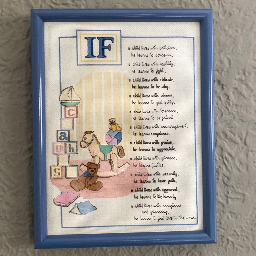 Children cross stitch wall decor IF